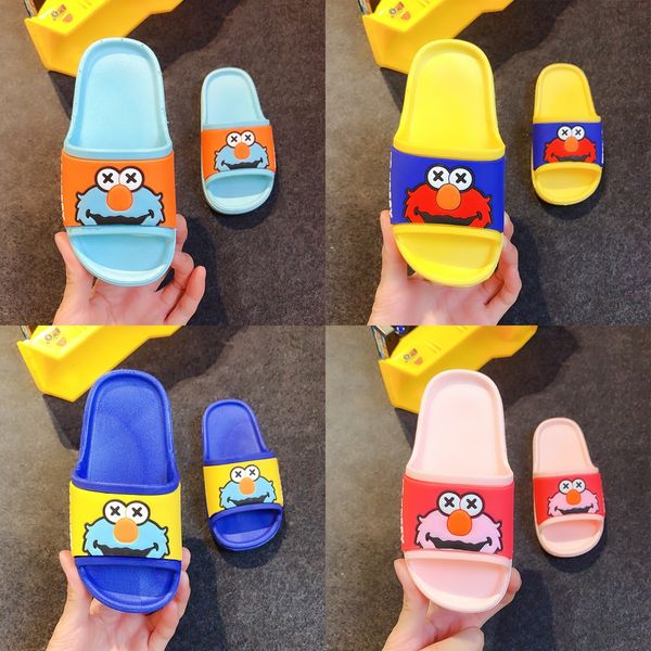 

2020 cartoon sandals children' cute sesame street girl sandals small middle and large children slippers children beach slippers, Black;grey