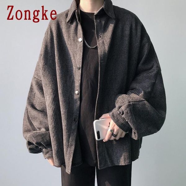 

zongke 2020 new spring casual corduroy jacket men coat brand slim fit bomber jackets men coats streetwear fashion m-2xl, Black;brown