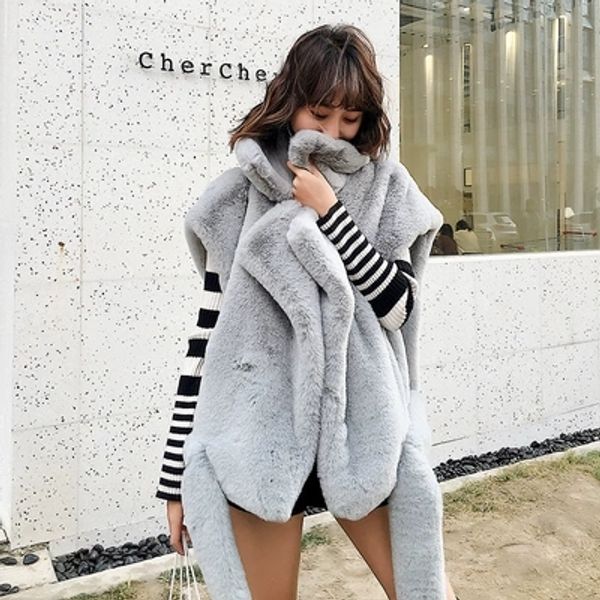 

2018 new style high-end fashion women faux fur coat c28, Black
