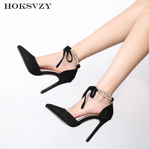 

hoksvzy women elegant pumps sandals shoes women super high-heeled pearl single shoes woman sandals zl-306-48, Black