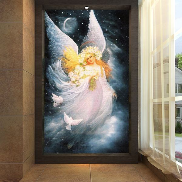 

european oil painting white angel character wallpaper 3d porch aisle background wallpaper l ktv club decoration wallpaper mural
