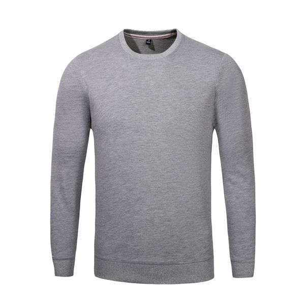 

the latest autumn and winter men's casual terry round neck sweater gray long-sleeved shirt jh-023-059, Black
