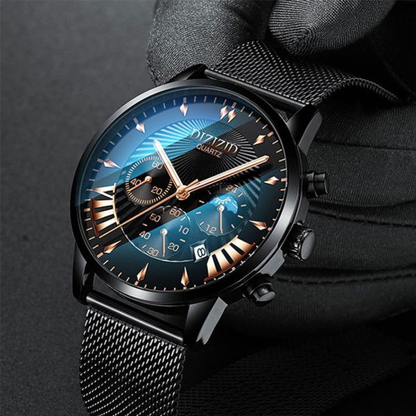 

the watch is a new men's watch 2019 non-automatic mechanical waterproof three-eye multi-functional timepiece quartz meter, Slivery;brown