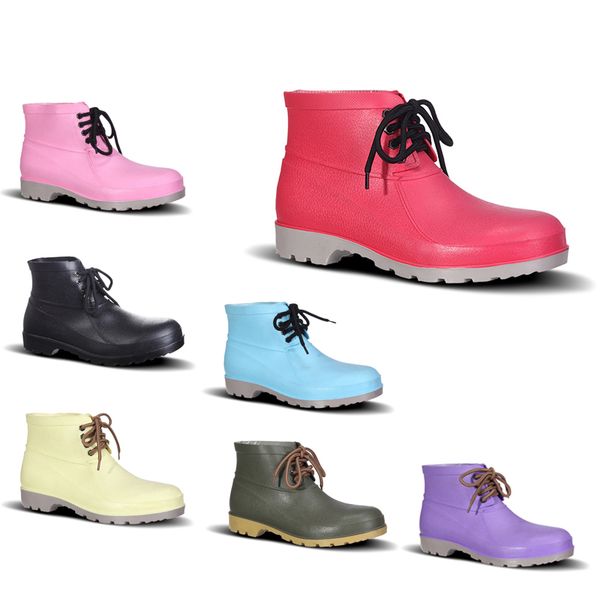 

waterproof pvc rain boots low labor insurance shoes steel toe cap black yellow pink red purple dark green men shoes 38-44