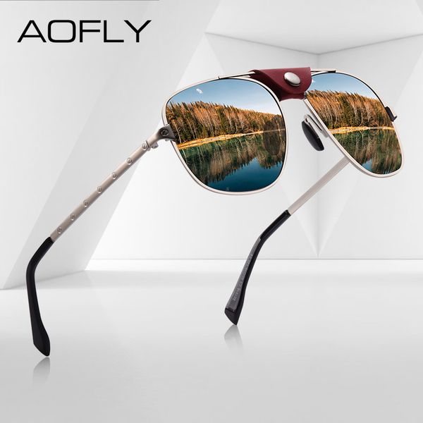 

aofly brand design fashion polarized sunglasses men driving shades vintage gold pilot frame punk sun glasses male, White;black