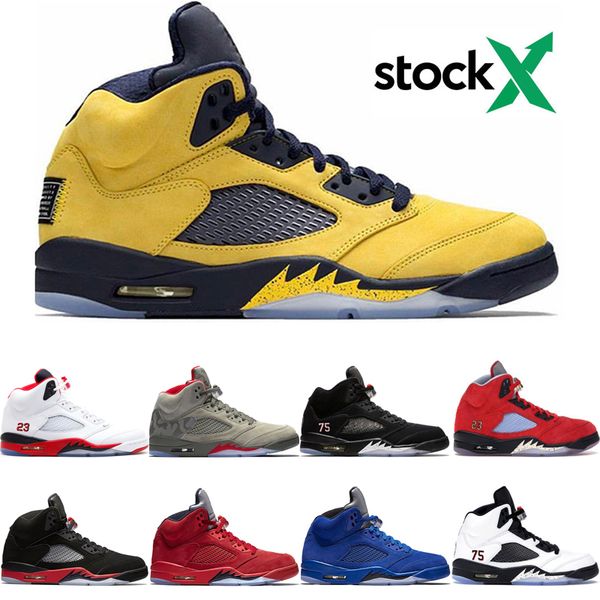 

air retro jordan 5 stock x 5s michigan inspire men basketball shoes fire red camo black grape mens designer sport sneakers