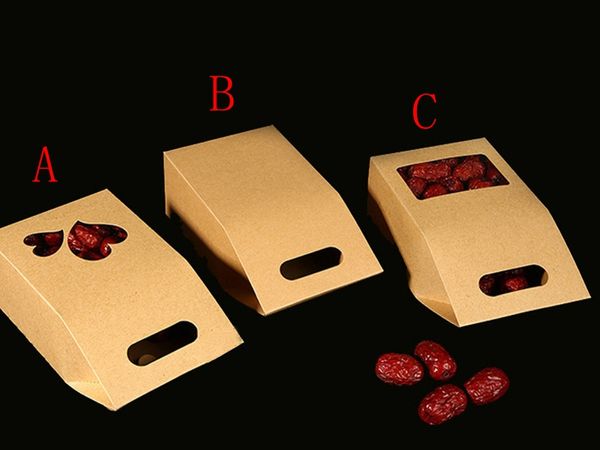 500 pz/lotto Nuovo 10x6x18 cm scatola di carta kraft noci scatola di imballaggio per alimenti scatola di decorazione di frutta secca comoda e facile da usare
