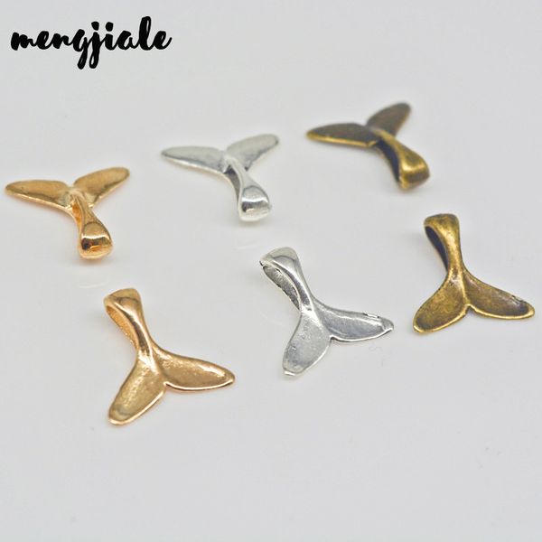 

sell 50pcs metal mix color women whale tail fish charm mermaid tail pendant for necklace jewelry, Bronze;silver