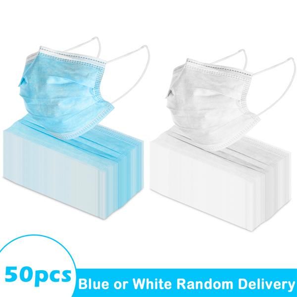 

50pcs Anti Dust Face Mask Disposable Mouth Face Mask Women Men Earloop Mouth Cover Non-Woven 3 Layer Mouth Face Masks Random Color