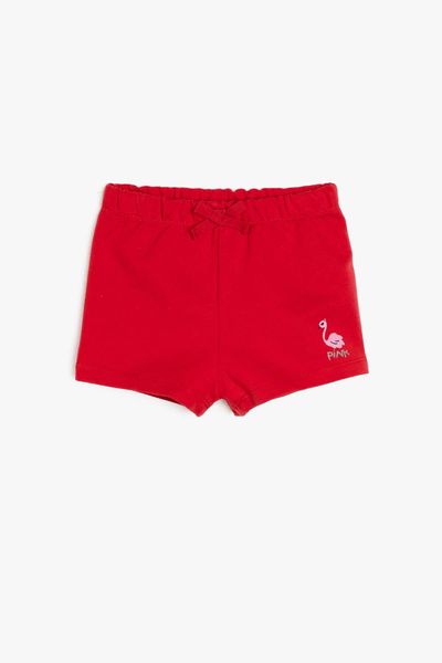 

koton kids red baby girl printed shorts, White;black