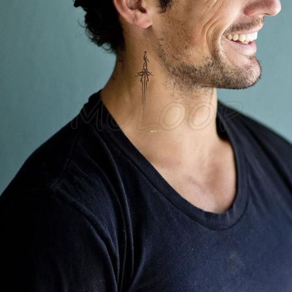 

water transfer tattoo black sword tattoo body art waterproof temporary fake flash for man woman kid 10.5*6cm