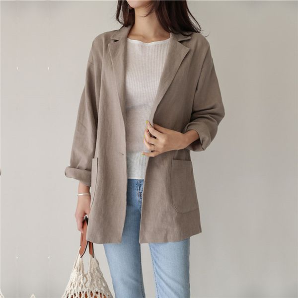

women's blazer jacket vintage korean casual autumn long sleeve blazers coat 2019 fashion loose one button outerwear female, White;black