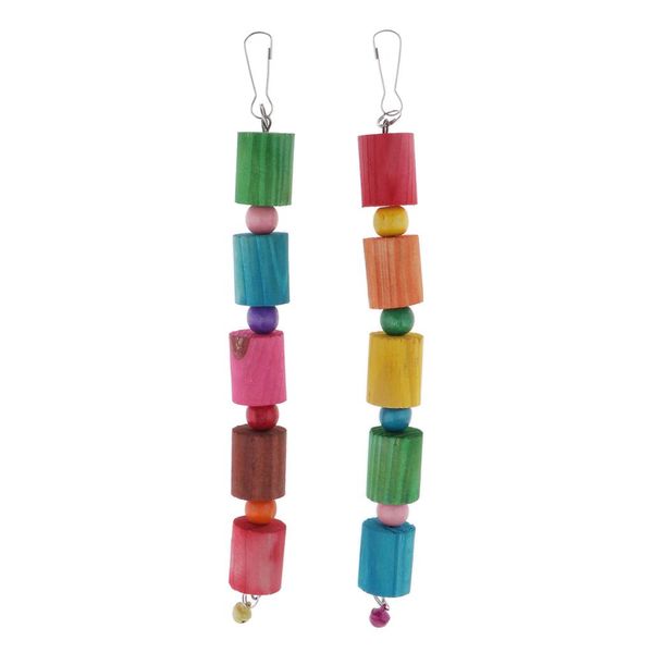 

2pcs parrot укус игрушка висячие натурального дерева клетка малый chew блоки 22см
