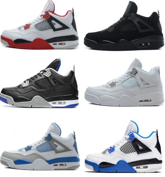 

quality high 4 4s basketball shoes men pure money royalty white cement premium black bred fire red mens sports sneakers size 8-13