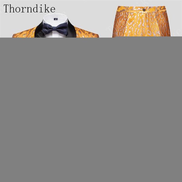 

thorndike new arrival costume homme one button jacket leaves pattern men suits for dance competition prom dinner (jacket+pants, White;black