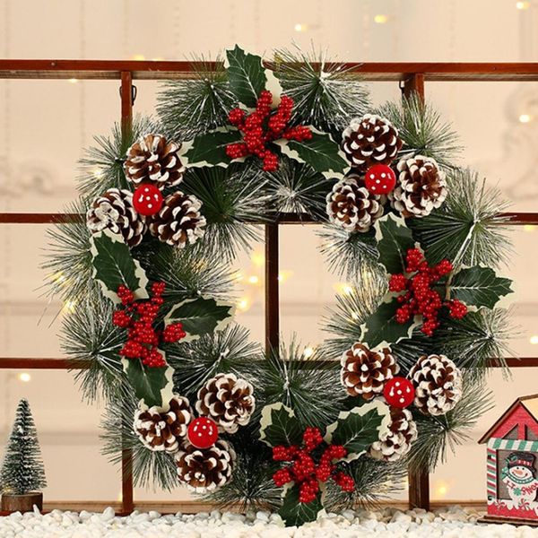 

30 cm/ 38 cm christmas garland simulate pine cones wreath door pendant for l mall christmas tree door party decoration