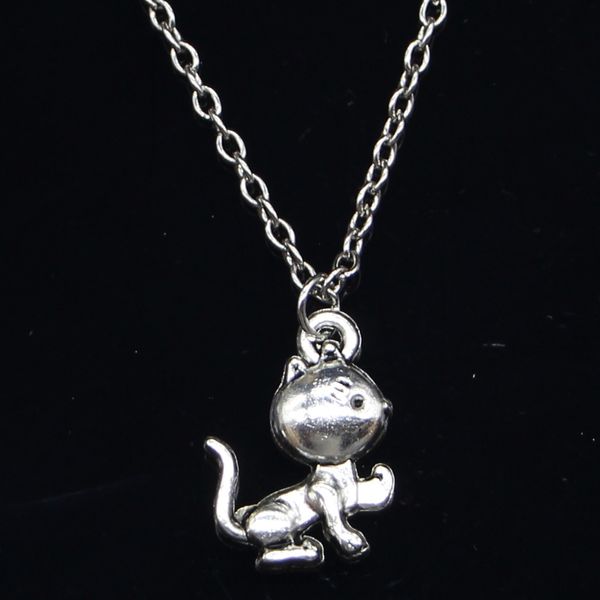 

20pcs new fashion necklace 21x15mm cat silver pendants short long women men colar gift jewelry choker