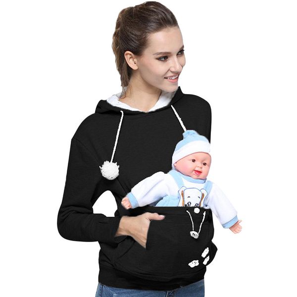 

women sweatshirt oversized hoodie pet pocket hoodie cotton pullovers tracksuit kawaii printed casual tracksuit sudadera mujer, Black