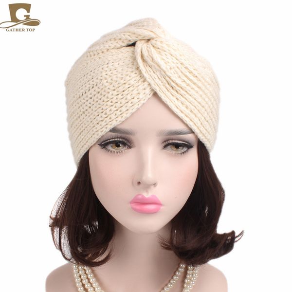 

new women's winter warm knit turban cross twist arab hair wrap hat cap beanie