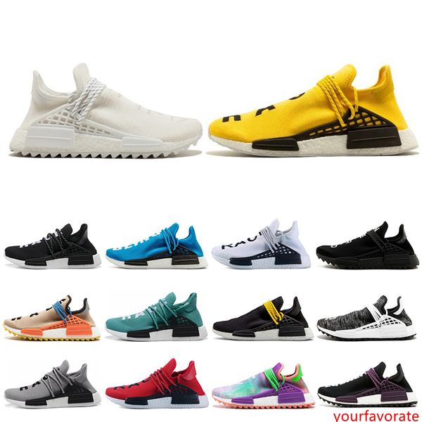 

designer human race hu trail pharrell williams men running shoes nerd black cream orange red mens trainer sports runner sneakers size 36-47
