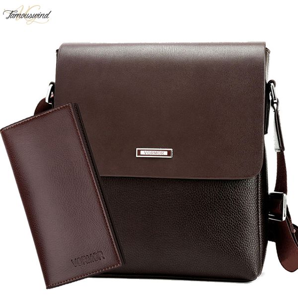 

vormor men bag 2020 casual male messenger plain bags pu leather shoulder bag office mens bag set