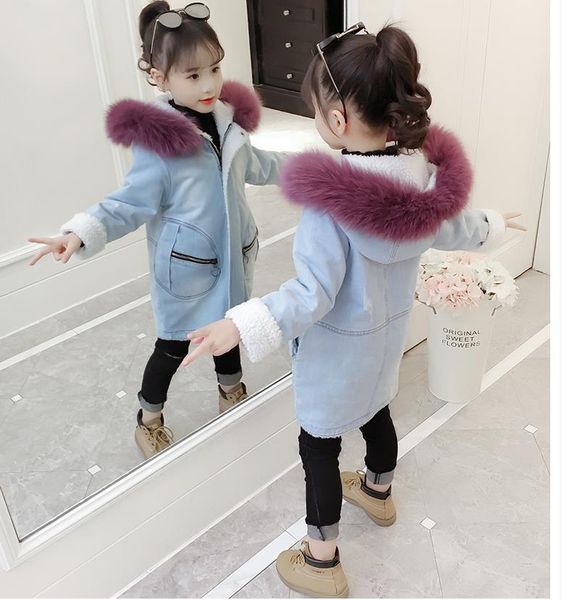 

children's cowboy plus velvet warm jacket 5, Blue;gray
