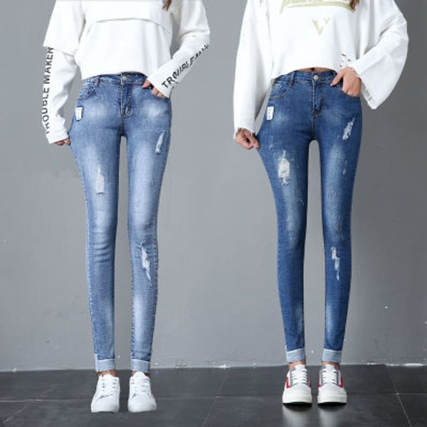 

skinny jeans casual nine-point pencil pants women jeans fashion popular, Blue