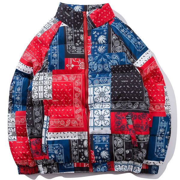 

patchwork color thick padded parka jacket men jackets, parkas cashew hip hop street casual kj83 2019, Black