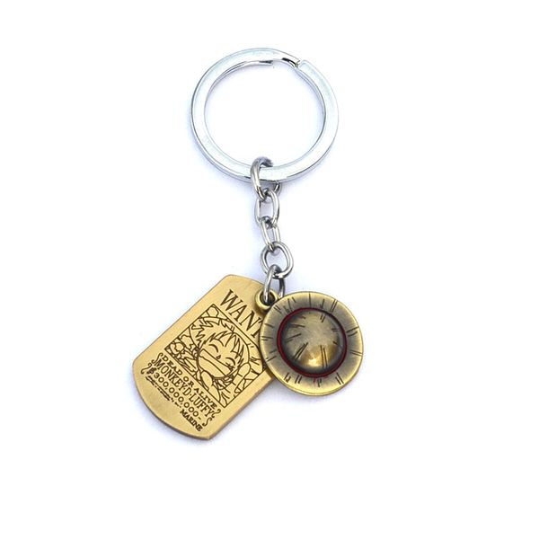 

anime one piece keycchain straw hat double hanging tag pendant accessories customized car keyring for friend family small gift, Silver