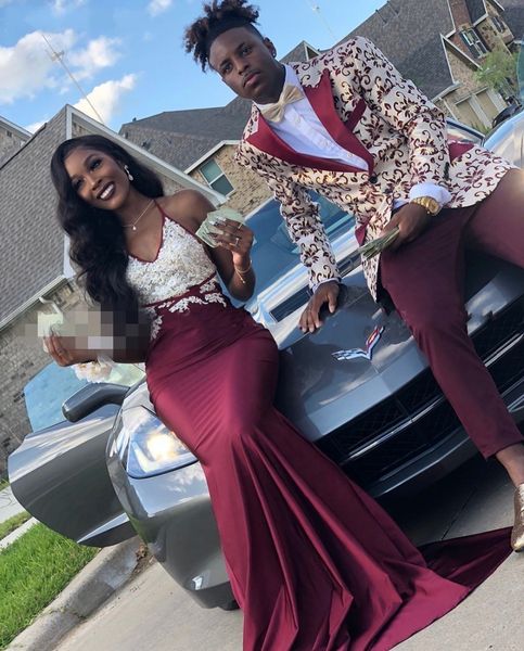 

charming burgundy with white lace black girls prom dresses 2019 v-neck spaghetti v-neck mermaid evening gowns special occasion women