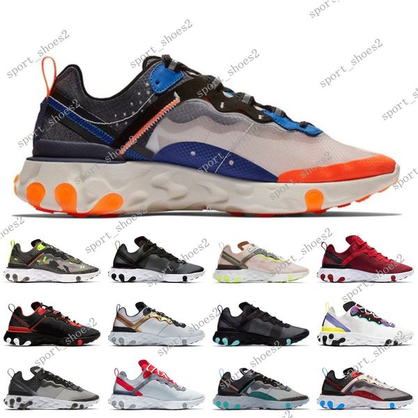 

2020 react element 87 55 running shoes for men women light bone triple black bred hyper pink mens trainers sports sneakers #062912