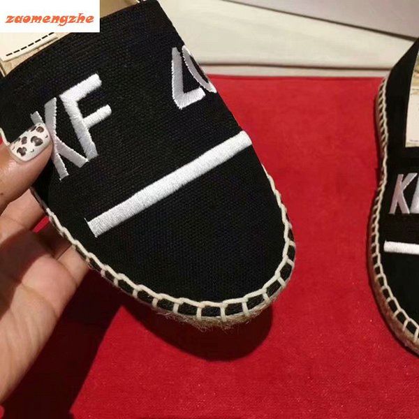 

new salefashionable embroidered straw woven shoes fisherman couple shoes, Black