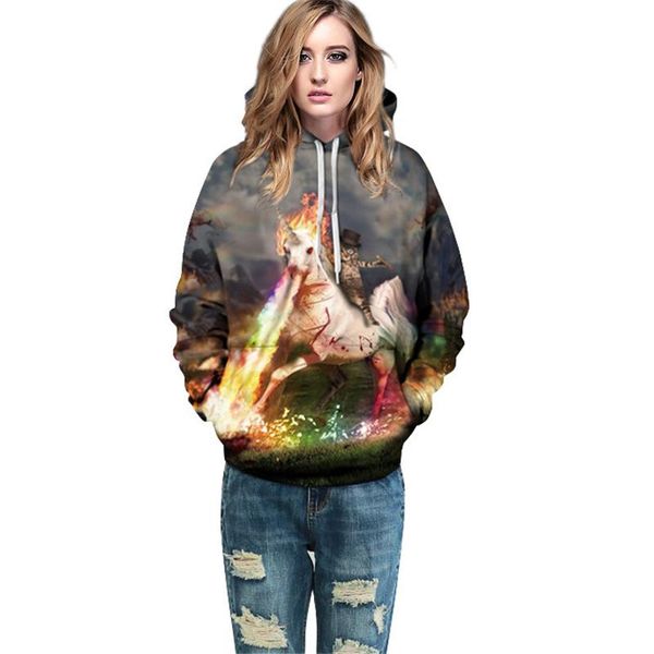 

2017 hoodies sweatshirt women galaxy space print plus size women clothing colorful hooded loose hip hop pullover sweatshirts, Black