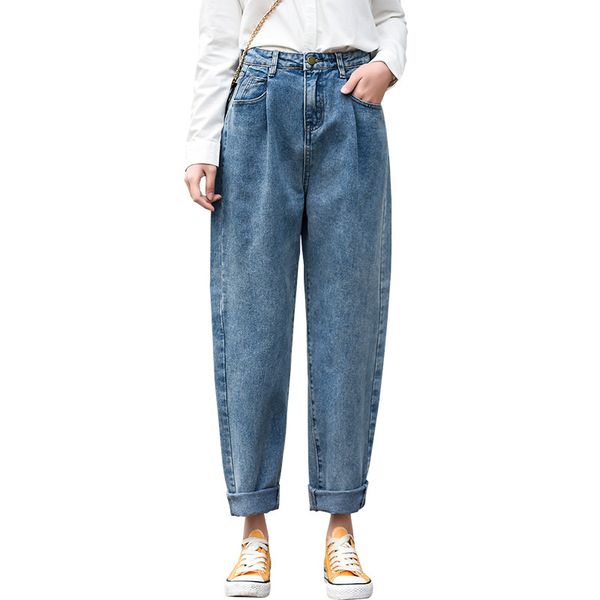 

women's new fall 2019 high-waisted, loose-fitting, wide-legged, draping and slimming trousers, Blue