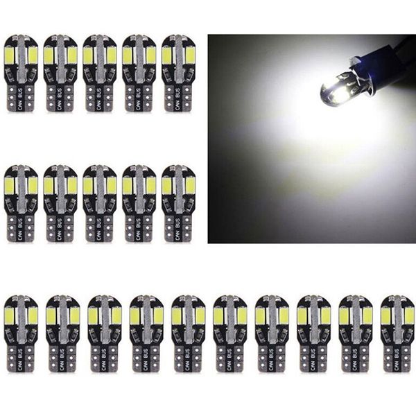 

20pcs t10 w5w led car light 8smd 5730 width lamp reading lamp no error report clearance bulb
