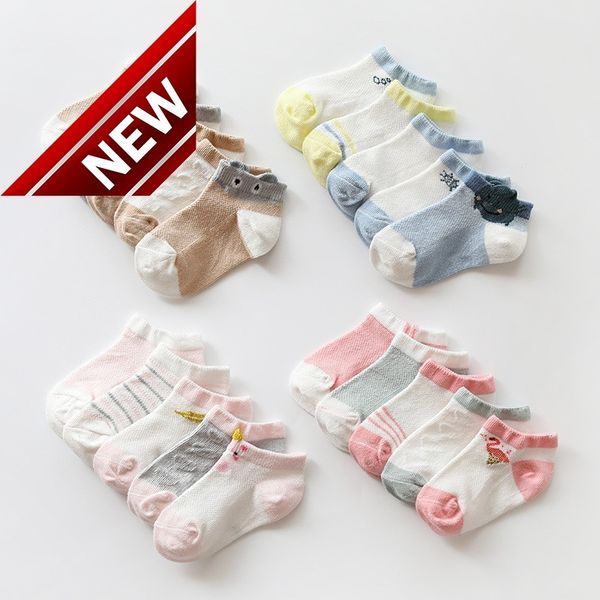 

5 pairs mesh short socks baby neonatal summer cotton stripes kids girls boys children socks for 0-8 year sokken sock skarpety, Pink;yellow