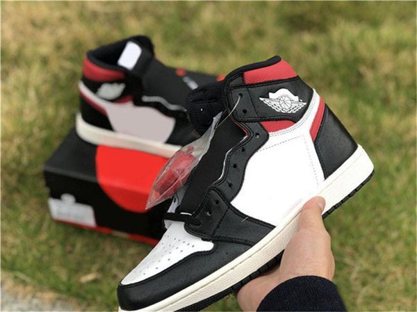 

2019 authentic 1 og high black gym red mens basketball shoes black gym red white sail 555088-061 outdoor sports sneakers 40-47
