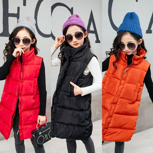 

2020 children's down cotton warm vest warm thickened medium and long boy girl vest outside, Camo