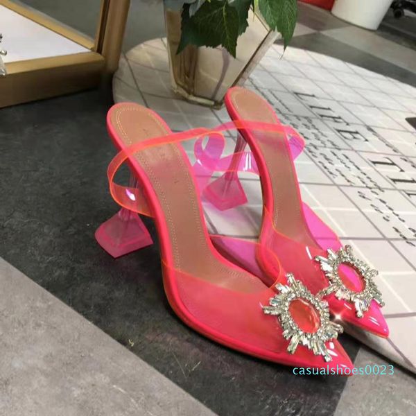 

perfect official quality amina begum crystal-embellished pvc slingback pumps muaddi begumglass transparent fashion shoes sandals c23, Black