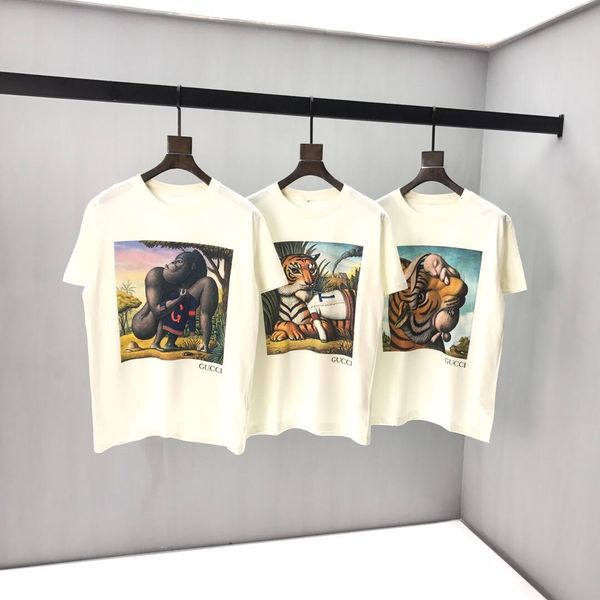 

2020ss весна и лето новый высококачественный хлопок печать с коротким рукавом круглый вырез панели футболка размер: m--xl-xxl-xxxl цвет: че, Black