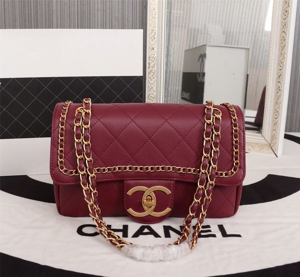 

luxury classic designer tote bag quality genuine leather womens shoulder bag crossbody bag 2019 new chains lace handbag 8185 size 27-13cm