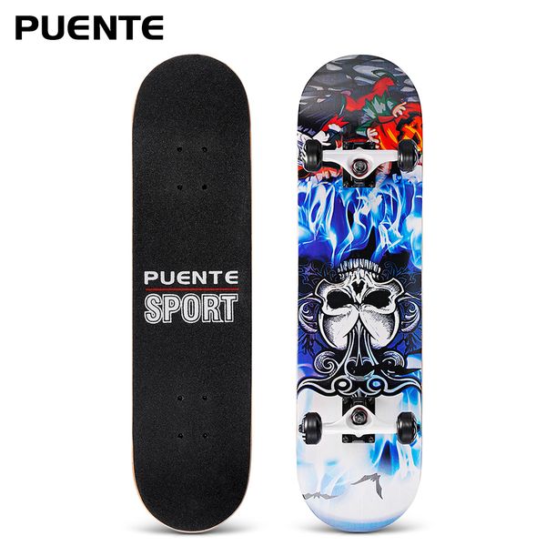 

puente 31" skate board skateboard 7-layer maple wood deck kids adults beginners longboard long board with t-shape tool