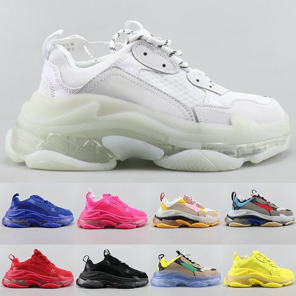 

with box triple s casual shoes clear bubble midsole triple black white red green men women platform sports sneakers trainers size 36-45