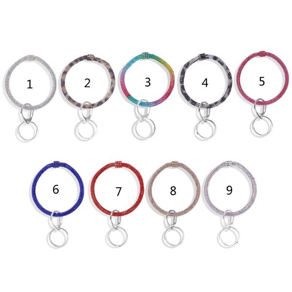 

rhinestone bracelet keychain large hoop keyring wristlet women jewelry, Silver