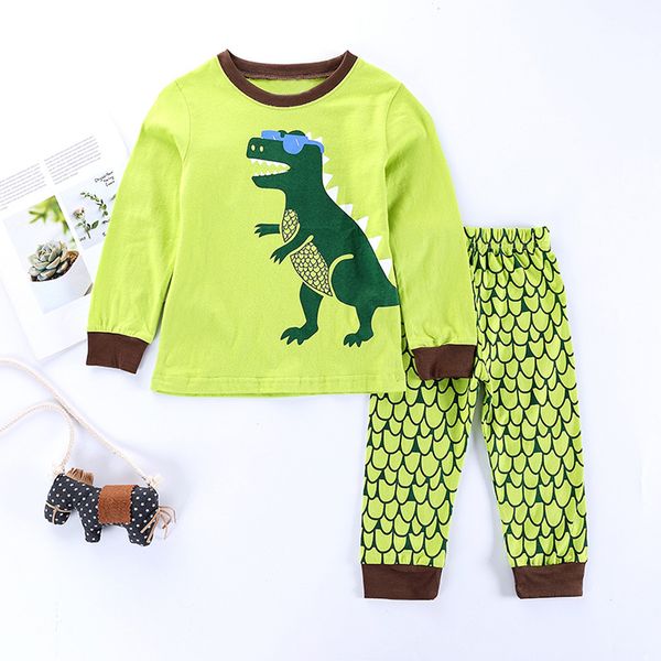 

baby boys clothes set baby winter clothing toddler kids boy girl dinosaur cartoon pajamas sleepwear pants clothes, White