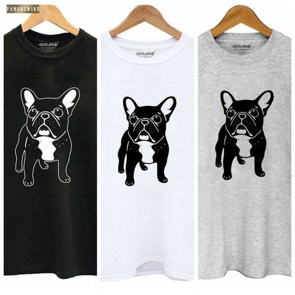 

t shirt cotton french bulldog print women casual dog print t shirt for summer women tshirt girls, White