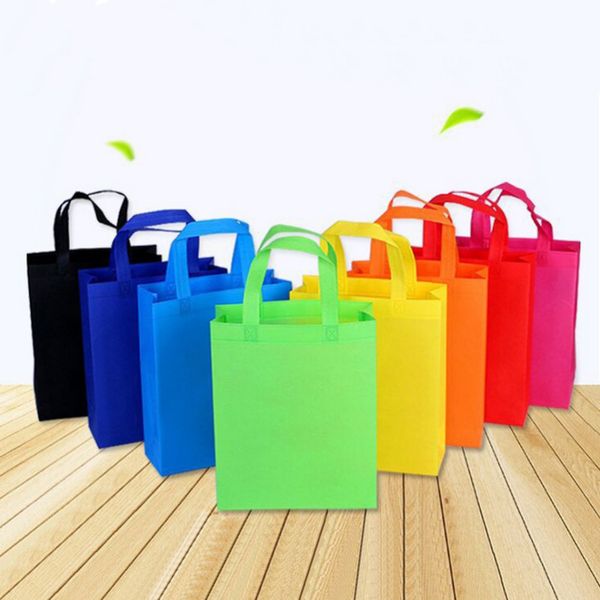 

10 pcs diy kids birthday party favors gift bags with handles treat bags solid color cloth shopping bag multi-use gift tote
