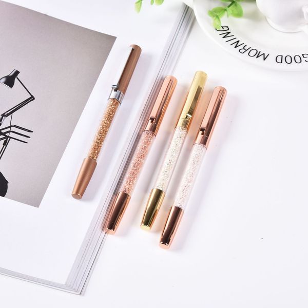 

crystal signature writing ballpoint pen diamond gold silver office stationery gift ballpoint pens school supply pen, Blue;orange
