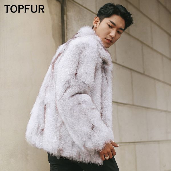

ur 2019 new fashion natural real fur coat man winter fox fur male jacket with collar for jackets men thick outerwear & coats, Black