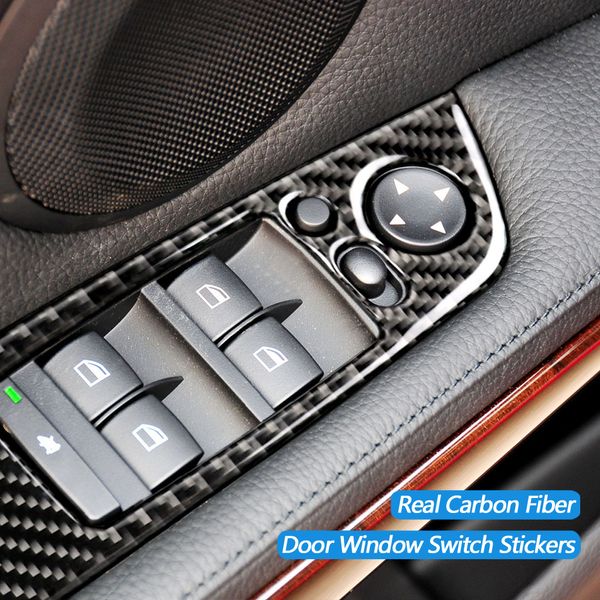 

for 3 series e90 real carbon fiber accessories lhd window lifter switch buttons decorative cover trim interior sticker